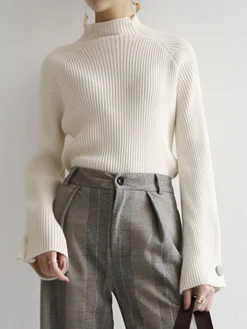 Minimalist Plain Ribbed Sweater