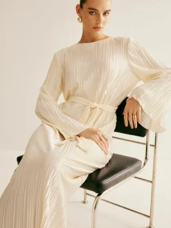 Minimalist Plisse Ruffle Belted Dress