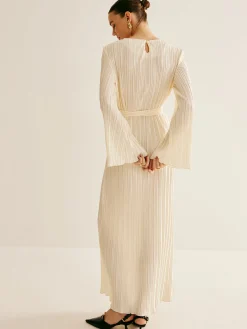 Minimalist Plisse Ruffle Belted Dress