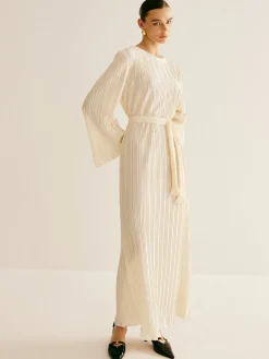 Minimalist Plisse Ruffle Belted Dress