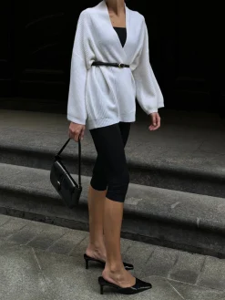 Minimalist Ribbed Belted Cardigan