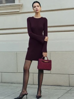 Minimalist Ribbed Sweater Short Dress