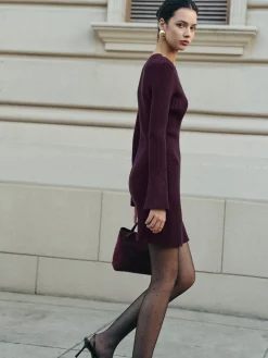 Minimalist Ribbed Sweater Short Dress