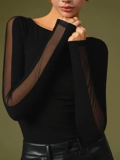 Minimalist Sheer Sleeve Blouse