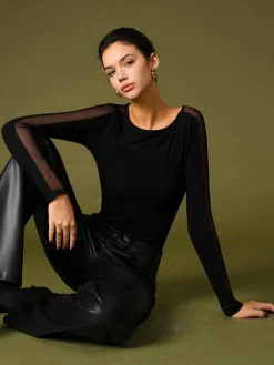 Minimalist Sheer Sleeve Blouse