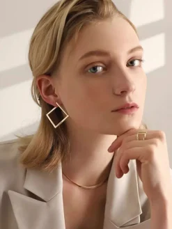 Minimalist Square Drop Earrings