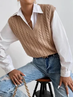 Minimalist V-Neck Twist Vest