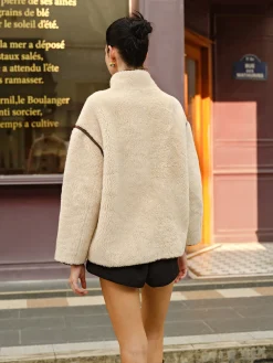 Minky Contrast Piping Fleece Jacket