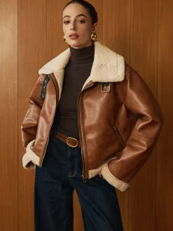 Minky Faux Leather Zipper Jacket