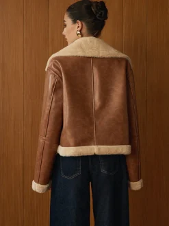 Minky Faux Leather Zipper Jacket