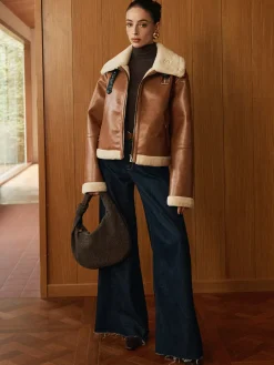 Minky Faux Leather Zipper Jacket