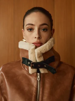 Minky Faux Leather Zipper Jacket