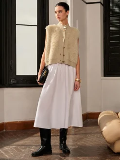 Mock Neck Button Fuzzy Vest