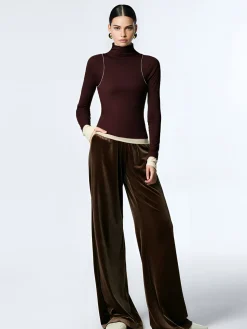 Mock Neck Contrast Binding Jersey Top