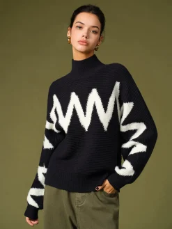 Mock Neck Contrast Binding Sweater