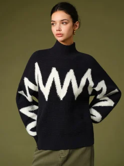 Mock Neck Contrast Binding Sweater