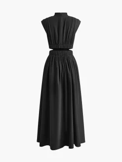Mock Neck Cut Out Long Dress