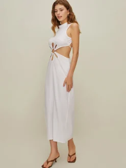 Mock Neck Cutout Backless Dress