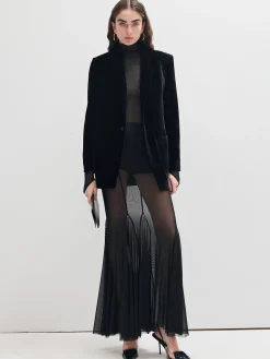 Mock Neck Mesh Thin T-Shirt