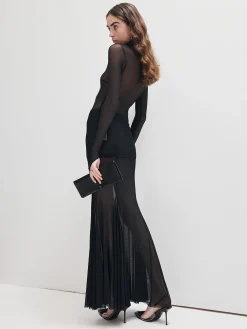 Mock Neck Mesh Thin T-Shirt