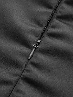 Mock Neck Mesh-Detail Short Dress