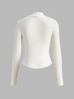 Mock Neck Piping Slim T-Shirt