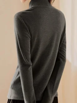 Mock Neck Ribbed Embroidered Trim T-Shirt