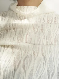 Mock Neck Semi-Sheer Plisse Top
