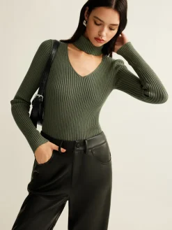 Mock Neck Skinny Knit Top