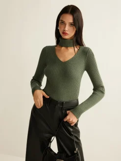 Mock Neck Skinny Knit Top