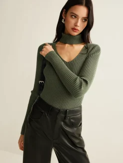 Mock Neck Skinny Knit Top