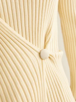Mock-Neck Ribbed Cinched Sweater