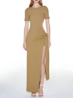 Modal Cutout Split Long Dress