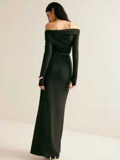Modal Off-Shoulder Ruched Dress Without Belt