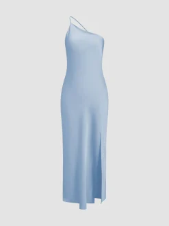 Moonlight Open Back Satin Slit Long Dress