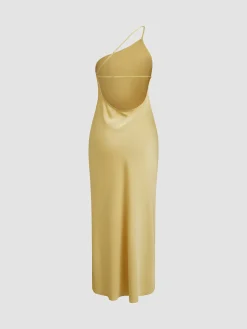 Moonlight Open Back Satin Slit Long Dress