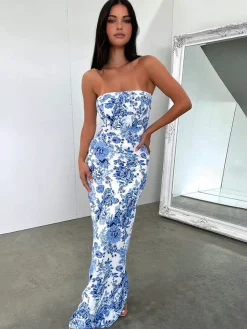Multi Floral Split Long Dress