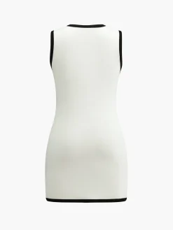 Multi Pocket Button Sleeveless Short Sweater Dress
