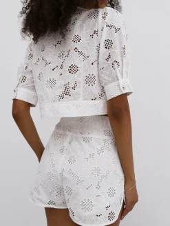 Multi-Button Embroidery Shorts Set