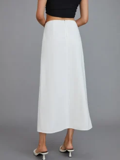 Multi-Button Split Middle Waist Maxi Skirt