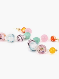 Multi-Color Beaded Hoop Earrings