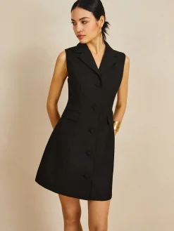 Muti-Button Collared Short Dress