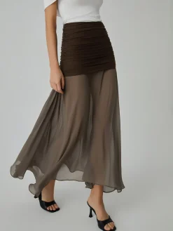 Net Chiffon Patchwork Maxi Skirt