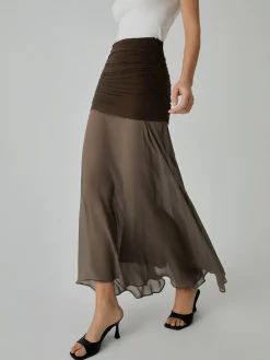 Net Chiffon Patchwork Maxi Skirt