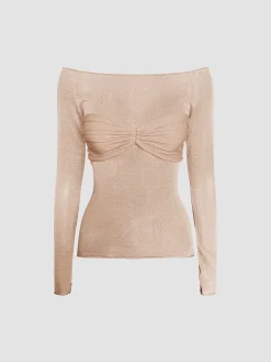 Nostalgia Off-Shoulder Mesh Long Sleeve Shirt