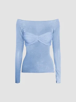 Nostalgia Off-Shoulder Mesh Long Sleeve Shirt