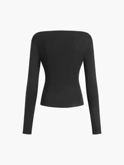 Oblique Off-Shoulder Long Sleeve Blouse