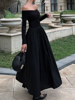 Off Shoulder Criss Cross Long Dress