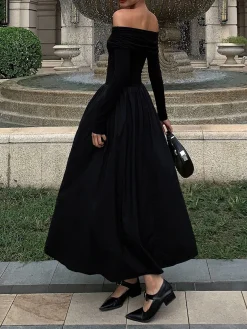 Off Shoulder Criss Cross Long Dress