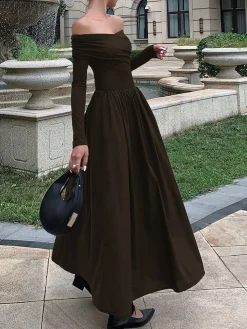 Off Shoulder Criss Cross Long Dress